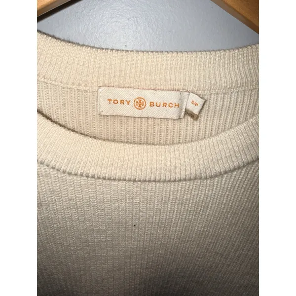 Tory Burch Ashley Ruffled Bell Sleeves Pullover Knit‎ Sweater Wool Ivory Small D - Image 4