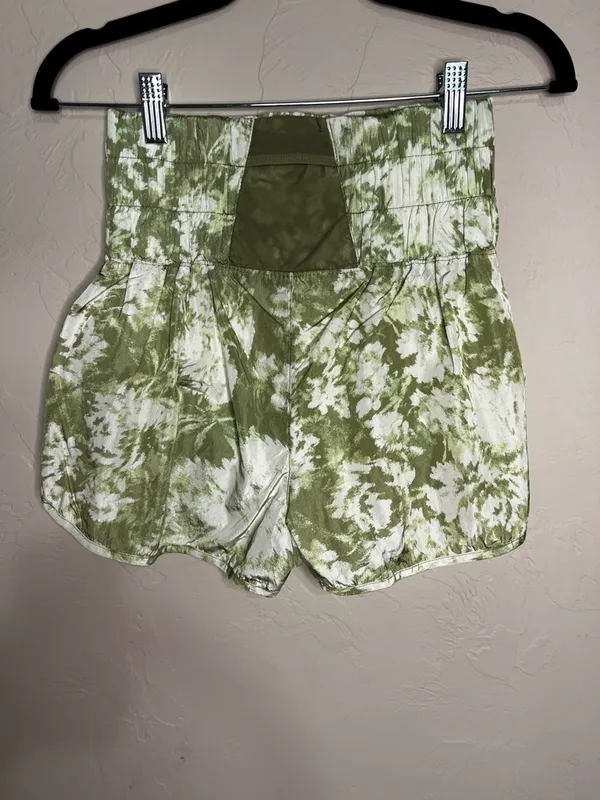 Free People Movement The‎ Way Home High Rise Athletic Green Tie Dye Shorts - Image 4
