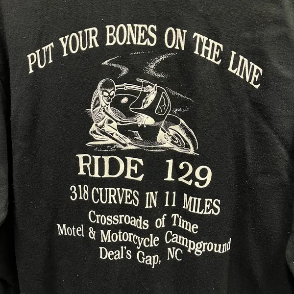 Unique Vintage Vintage 90s Deals Gap NC Rise 129 Bones Skeleton Graphic Biker Crewneck Large L - Image 2