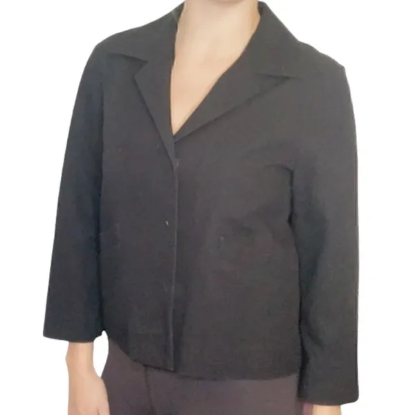 JM Collection Black Cropped Long Sleeve Blazer Jacket Size XL - Image 2