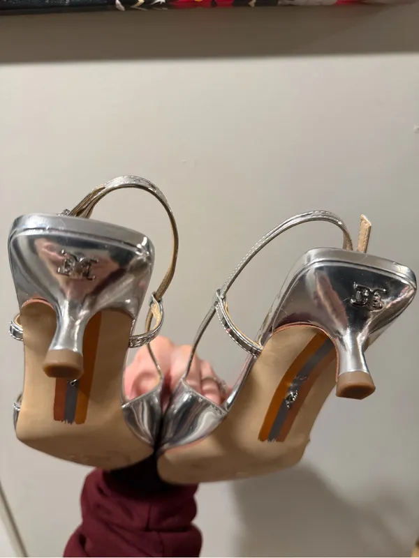 Sam Edelman Toni Silver Pointed Slingback Kitten Heels 6.5 - Image 7