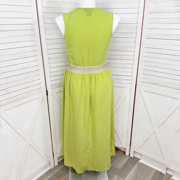 Stella & Julie Button Front Sleeveless Maxi Dress Lime Green Large‎ - Image 4