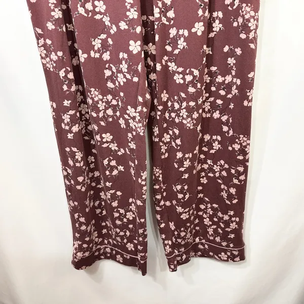 Vince Camuto XL Pajama Set Burgundy Floral Long Sleeve‎ Pants Feminine 651 - Image 5