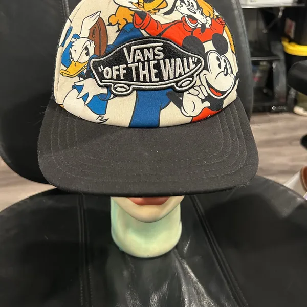 Vans Black Cap with Colorful Disney Cartoon Design - Image 2