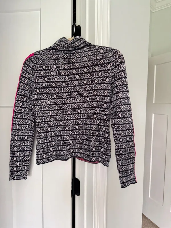 Maeve Black White Turtleneck Sweater Pink Stripe Anthropologie ski slope‎ alpine - Image 5
