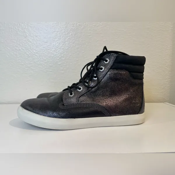Timberland Women’s Dausette Black Silver Leather Casual Sneakers Boots Size 7‎ - Image 3