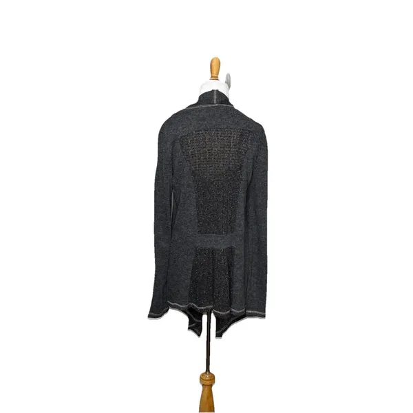 Miss Me Gray Open Front Lace Embellished Cardigan Duster Sweater and Tank Sz Med - Image 5