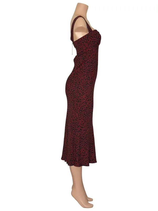 REFORMATION Tancy Midi Dress, French Kiss Black/Red, 0 (US) - Image 7