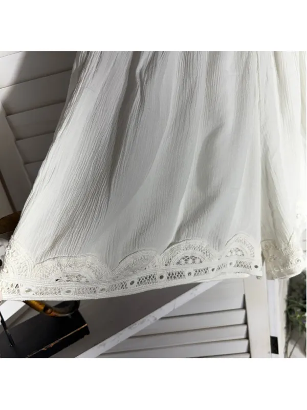NWOT Aerie white oversized beach shorts cotton lace lightweight coquette coastal - Image 7