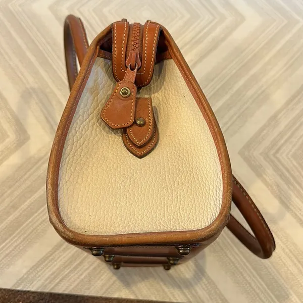 Dooney & Bourke Ivory & Brown Vintage Satchel Bag - Image 7