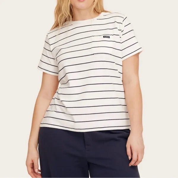 New Parke x Target navy and white striped tee and floral hair clip - Image 5