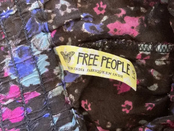 Free People Floral High Waist Flowy 100% Viscose Large Shorts -Pink, Black, Blue - Image 3