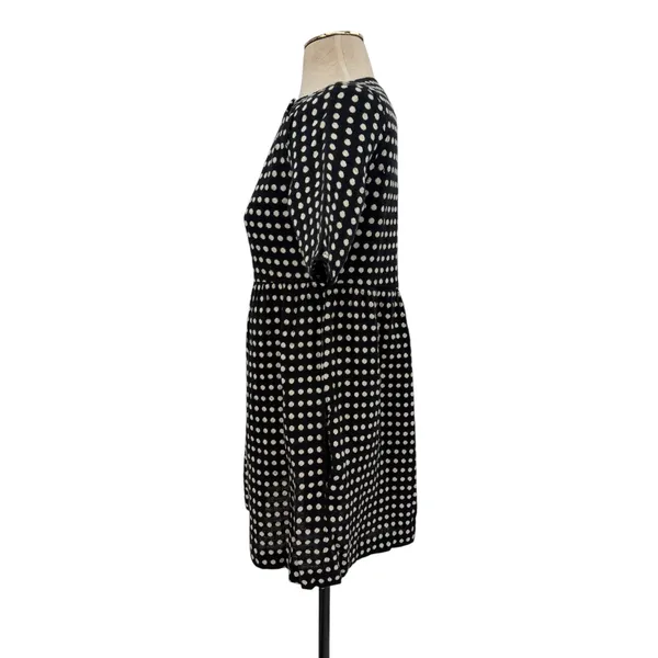 Ace & Jig Polka Dot Linen Cotton Babydoll Mini Dress Black Cream Size Small - Image 3