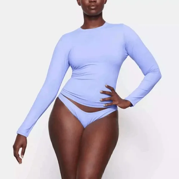 SKIMS Periwinkle Pastel Purple Long Sleeve Swim Rash Guard Top 2X - Image 6