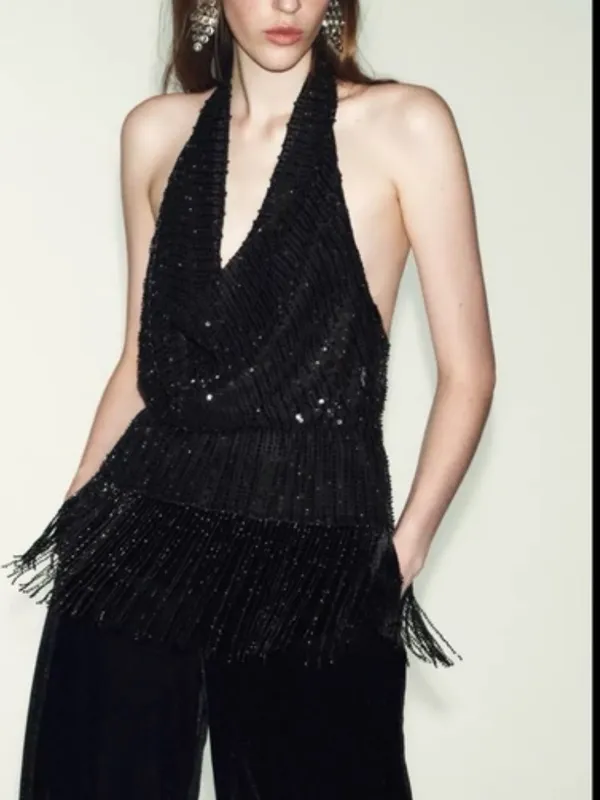 Zara sequin embellished halter top‎ - Image 2