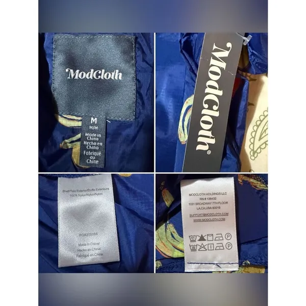 Modcloth Royal Blue Mind At Breeze Windbreaker Nylon Rain Jacket Fruit M - Image 11