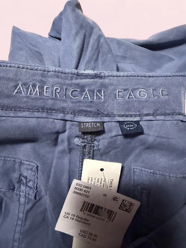 American Eagle Outfitters Wide-Leg Cargo Pants in Slate Blue - Image 3