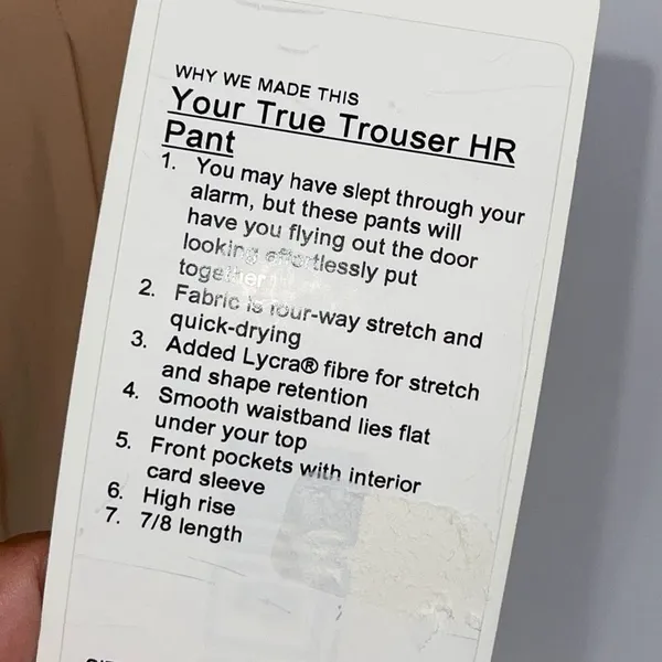 Lululemon Athletica Womens Four Way Stretch High‎ Rise Trouser Beige Size 10 NWT - Image 10