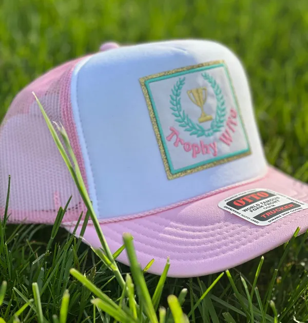 NEW Trophy wife SnapBack / trucker hat - pink and turquoise - Image 2