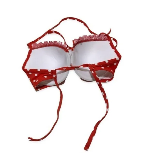NWOT Red White Polka Dot Ruffle Trim Bikini Underwire Top Bottoms Swimsuit Set - Image 3