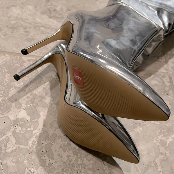 I.N.C. Iyonna Over-The-Knee Slouch Boots in Patent Silver Size 6/36.5 NEW $169.5 - Image 5