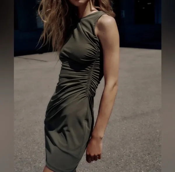 Zara Ruched High-Neck Dress - Image 2