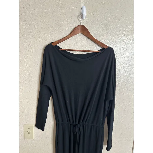 Enza Costa One-Shoulder Draped Knit Peach Jersey Slouchy Jumpsuit Black size M - Image 7