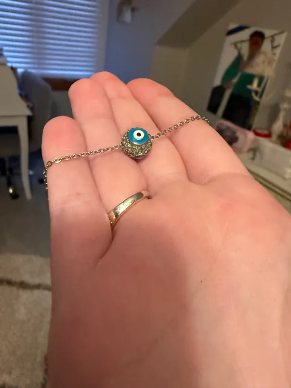 Sliver and teal evil eye ball necklace - Image 3
