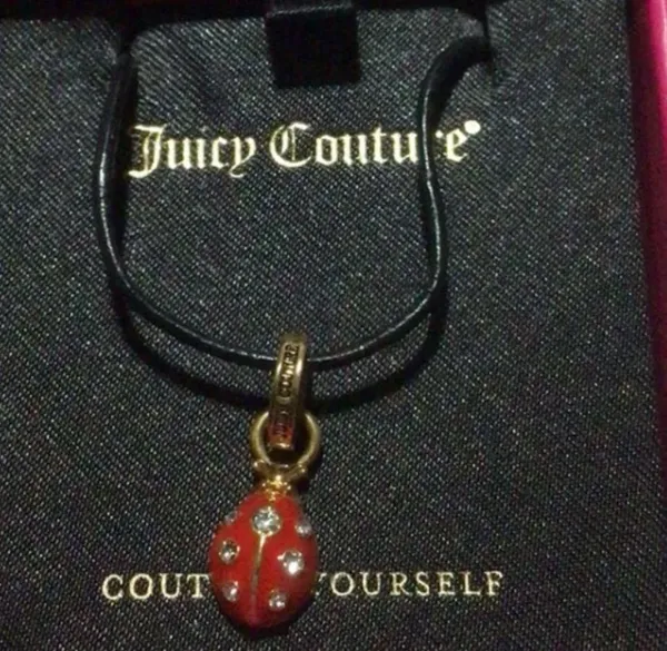 Rare Retro Juicy Couture Leather Necklace With Mini 🐞 Ladybug Charm New in Box - Image 2