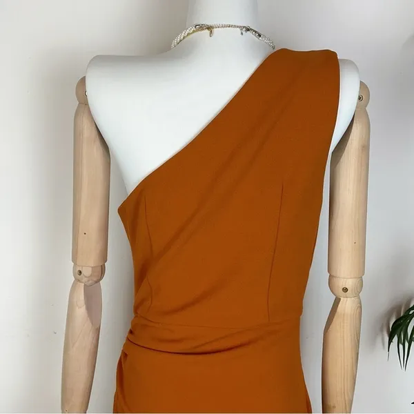 Elliatt Rory One Shoulder Ruched Drawstring Summer Cocktail Party Dress Amber - Image 7