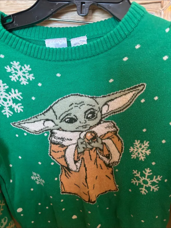 Disney Green Knit Holiday Sweater Medium - Image 2