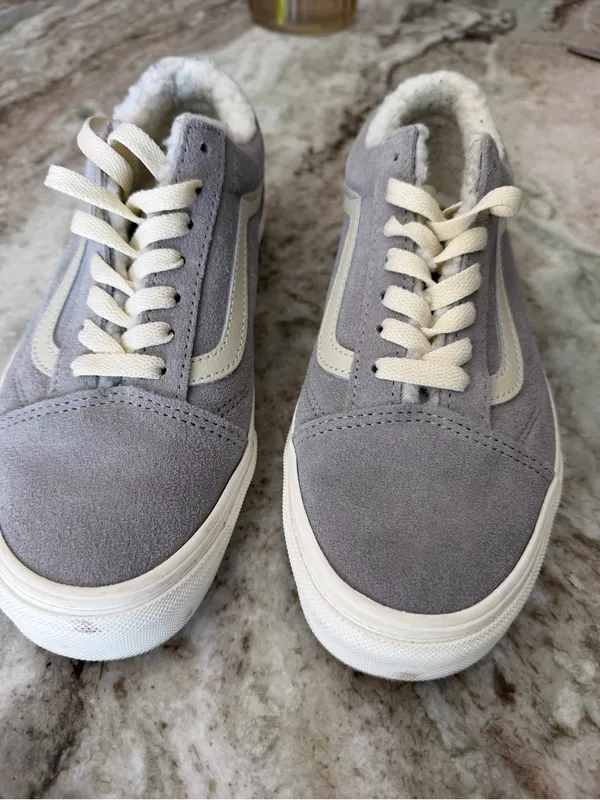 Vans Women's Grey Suede Low-Top Sneakers Old Skool Cozy Hug Size 7 - Image 4