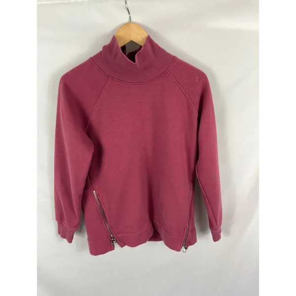 Athleta Cozy Karma Side Zip Funnel Neck Sweatshirt Pink Size Small - Image 5