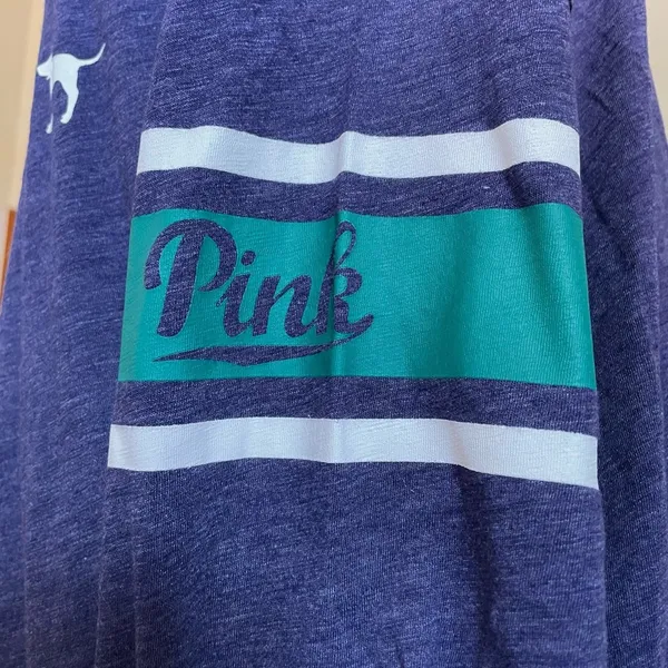 Victoria's Secret PINK Blue Long Sleeve Henley Top Shirt - M - Image 3
