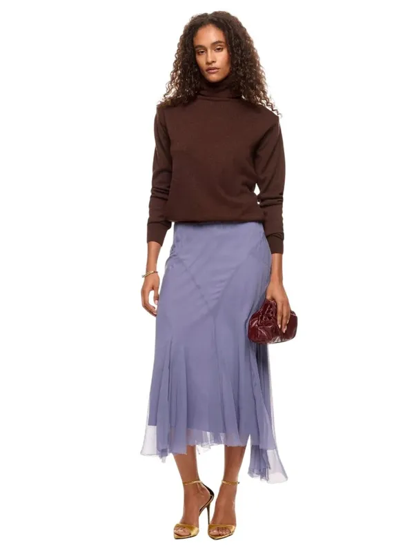 Polo Ralph Lauren Amla Midi Skirt in Lavender Purple 6 Womens Chiffon - Image 4