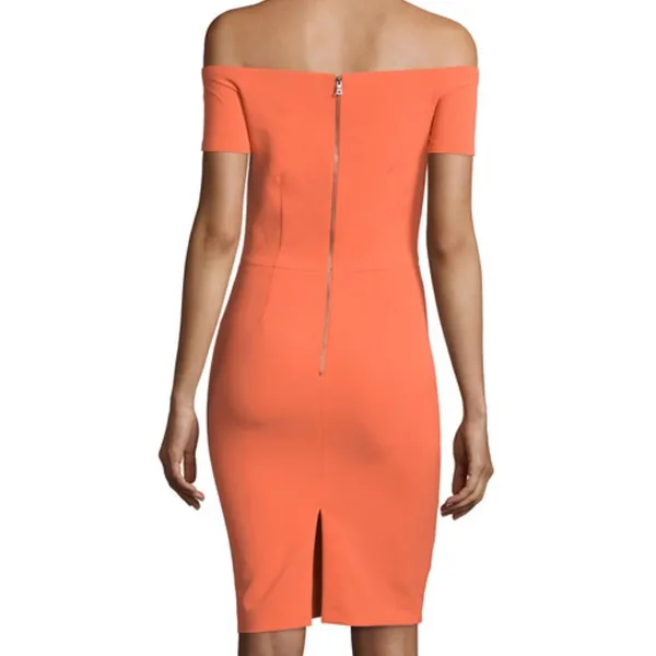 Alice + Olivia Aleah Off Shoulder Orange Sheath Dress - Image 2