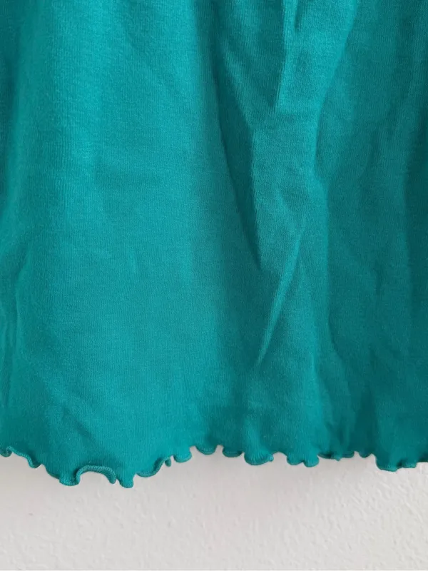 Kimchi Blue Turquoise Ruffle Trim Baby Tee Cottagecore Top - Image 4