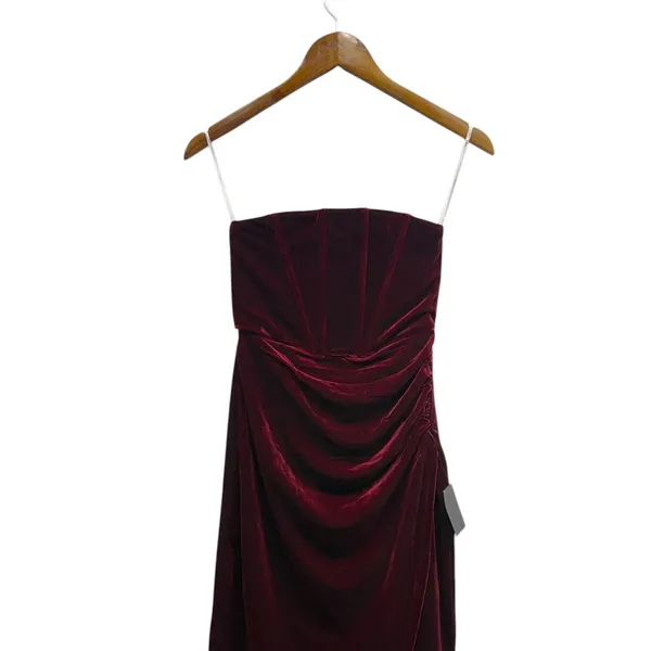 Lulus Masterfully Flirty Berry Red Velvet Bustier Midi Dress size XS NWT - Image 7