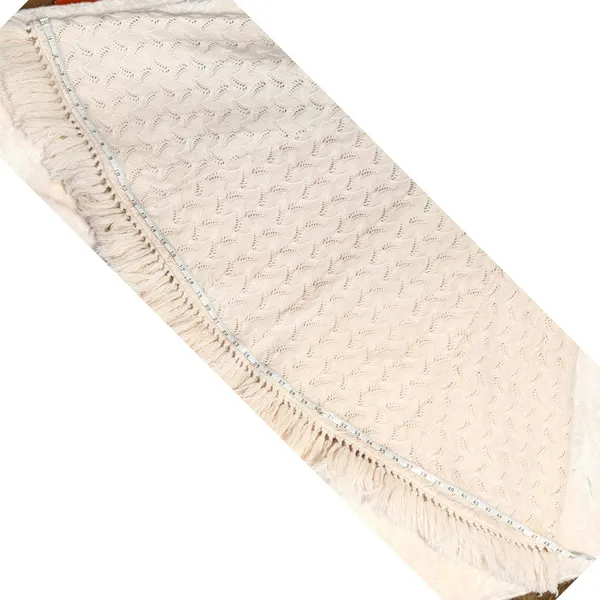VTG 70's Cuddle Knit Cream Pointelle Button Front Cape Fringe Poncho Cottagecore - Image 10