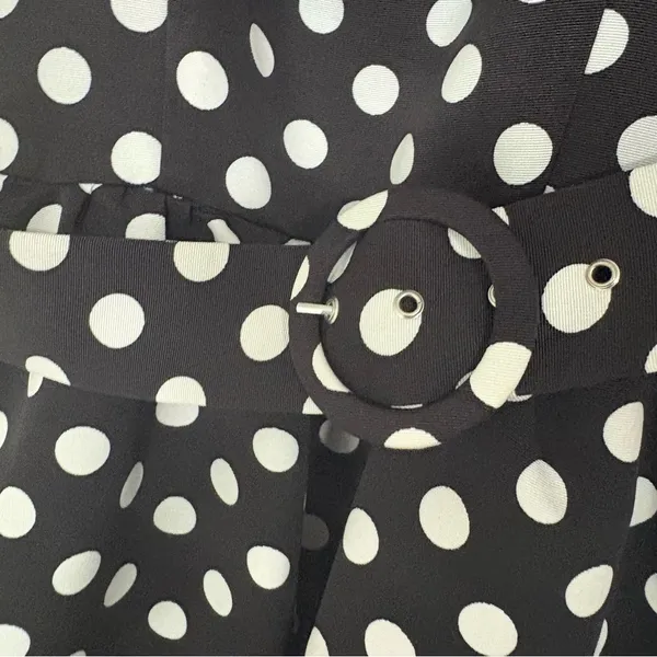 River Island Black And White‎ Polka Dot Belted Dress Size 6 - Image 6