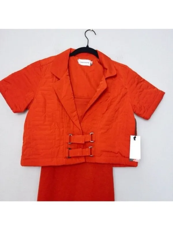 NWT [SET] Honor The Gift Service Mini Dress S Red Ribbed Oversized Monogram - Image 7
