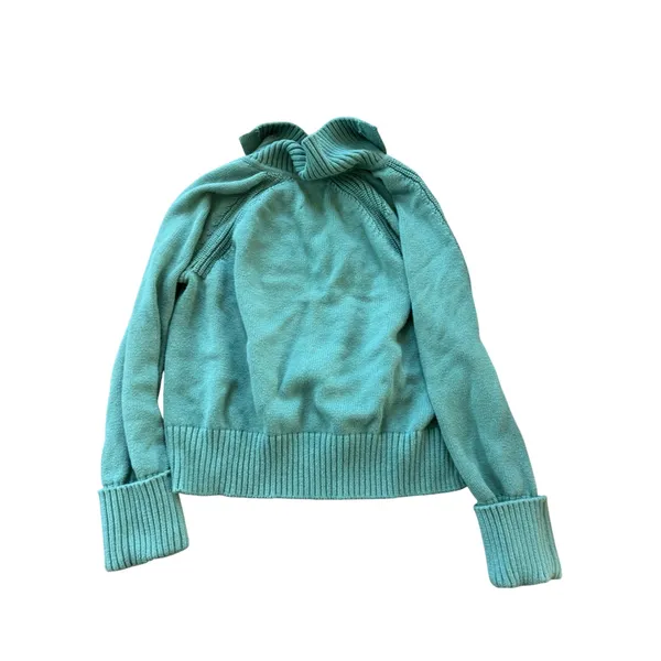 Abercrombie & Fitch Sage Green Chunky‎ Ribbed V-Neck Collared Sweater Womens M - Image 2