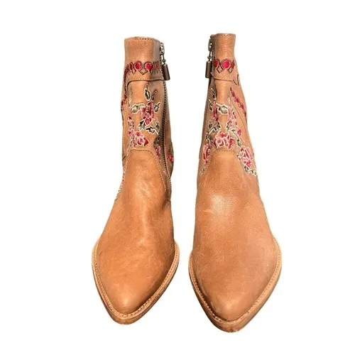 Anthropologie Marco Delli Embroidered Leather Western Boot Size 36 Floral Cowboy - Image 5