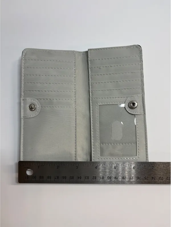 Women’s Gray Faux Leather Bifold Wallet Zip Pocket Card Holder Organizer - Image 3