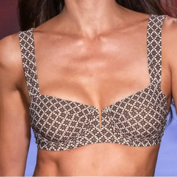 CUPSHE x JoJo Fletcher Jagger Underwire Brown Floral Bikini Swim Top Size Medium - Image 7