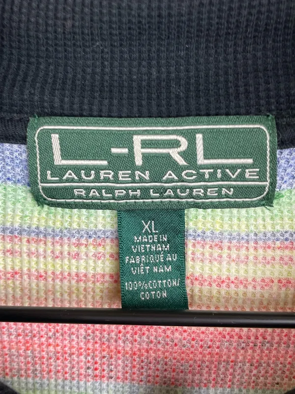 Vintage Y2K Lauren Ralph Lauren Active Rainbow Stripe Quarter Zip Pullover XL - Image 5