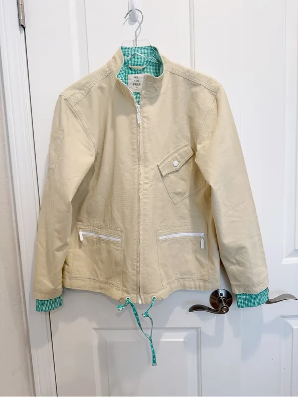 FREE PEOPLE WE THE‎ FREE Top Down Jacket in Khaki Chino Small NWOT Funnel Neck - Image 2