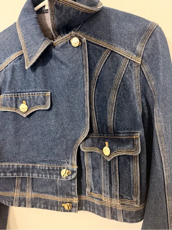 NWT Acler Valleybrook Jean Jacket Dark Indigo Blue Cropped Size US 2 * - Image 3