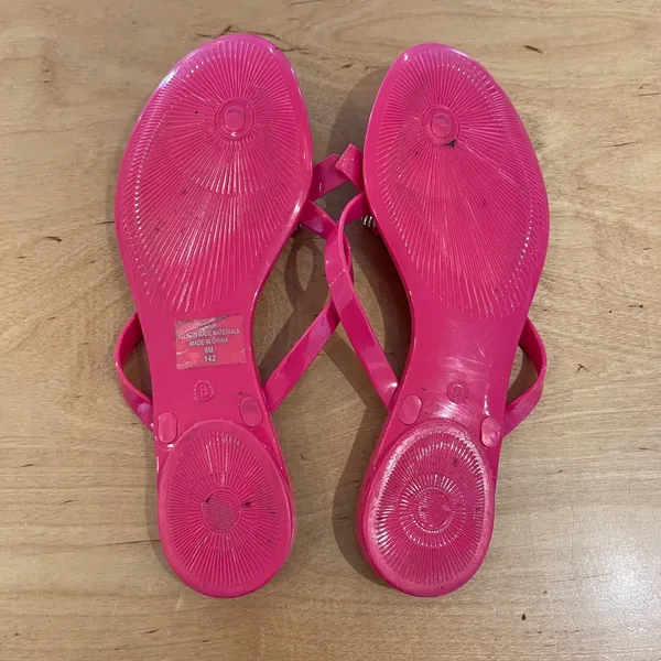Ivanka Trump‎ Pink Jelly Thong Sandals with Rhinestone Bow Accent - Image 3