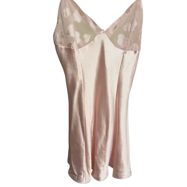 Frederick’s of‎ Hollywood Mini Satin Dress Baby Pink Hearts Print Vintage Small - Image 9